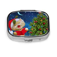 BAGR Christmas Cat Portable Pill Organizer, Travel Pill Box Daily Pill Case to Hold Supplements & Medication