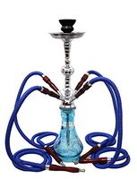 4 hose 20" Blue Hookah shisha nargila bar smoking pipe glass water Vase new