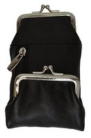 Womens Leather Cigarette and Lighter Case with Twist Clasp in Choice of Colors (Black)