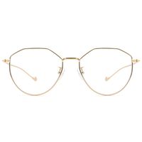 Cyxus Vintage Retro Blue Light Filter Glasses Round Anti Eyestrain Redness Metal Frame (8009T06,Gold)