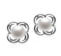 Bella White 7-8mm AA Quality Freshwater 925 Sterling Silver Cultured Pearl Earring Pair For Women