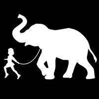 Girl Leading An Elephant Vinyl Decal Sticker | Cars Trucks Vans SUVs Laptops Walls Windows Cups | White | 7 X 4.9 | KCD2133