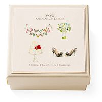 Karen Adams"Vow" Gift Enclosure Box of 8 Assorted Wedding Gift Cards with Envelopes