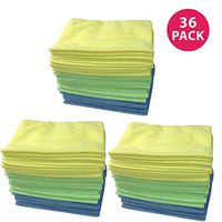 Think Crucial Multi-Surface Multi-Color Polishing Microfiber Durable Towel Cleaning Cloths, Cleans Glass, Hard Surfaces, More, 16x12 (36 Pack)
