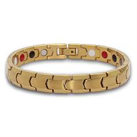 PINGMAI Bracelet, Titanium Bracelet, Ladies Health Magnet Bracelet, Anti-Fatigue 19.5cm 0.9cm Gold Color