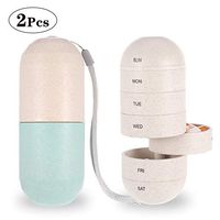 HEQUSigns 2 Pcs 7 Day Medicine Dispenser Weekly Pill Box Case Travel Pill Organizer Container Waterproof for Vacation Travel Men Women Gift (Wheat)