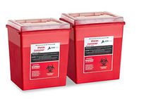 AdirMed Sharps & Needle Biohazard Disposal Container - 8 Quart - Flip-Open Lid - 2 Pack