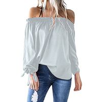 HebeTop Womens Loose Strappy Cold Shoulder Tops Basic T Shirts Gray