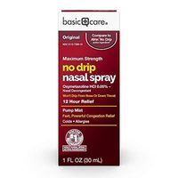 Basic Care No Drip Nasal Spray, Oxymetazoline HCl; Provides 12 Hour Nasal Congestion Relief, 1 Fluid Ounce