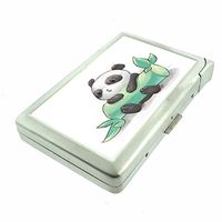 Chibi Panda Em1 Hip Silver Cigarette Case With Built In Lighter 4.75" X 2.75" Id Holder Metal Wallet RFID Protection