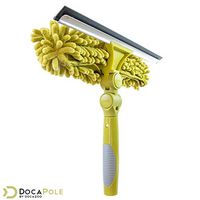 DocaPole Window Squeegee + Scrubber Combo Attachment (w/ 3 Squeegee Blades) for Window Cleaning // Dual-Rotation Multi-Angle Window Washer Accessory for Extension Pole // DocaPole Attachment
