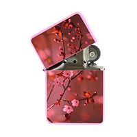 Pink Flip Top Refillable Windproof Lighter - Japanese Cherry Blossom Pink Lighter