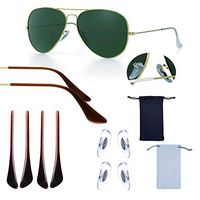 BEHLINE 2 Pairs Replacement Temple Tips,2 Pairs Nose Pads Nose Piece for Ray-Ban Aviator RB3025 3026 Sunglasses,Repair Kit,with 2 Glasses Storage Bags (2 Pairs-Brown)