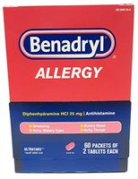 Benadryl Allergy Relief Ultratab 25mg Industrial Dispenser 60 Packets of 2 Tablets