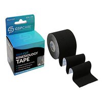 GSPCARE Kinesiology Sports Tape,2" x 5 Yards，Self-Cut,Highly-Elastic, Water Resistant,Breathable,Provides Pain Relief, Latex Free (Black)