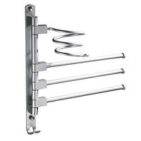 LOSYU Bathroom Rotating Multi-Poles Towel Bar Hair Dryer Holders with Plug Storage, Space Aluminum Wall Mount, Adhesive Home Hotel, Lavatory Storage Organiser Shelf