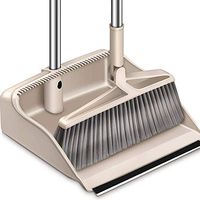 HEMFV Broom and Dustpan, Long Handle Broom and Dust Pan Set. Never Damage Wood Floor for Schools, Hotel, Hospital, Lobby