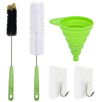 2 Pack Long Bottle Brush Cleaner, YuCool 17 Inch Long Water Bottle Brush Cleaner +1 Collapsible Funnel for Washing Wine, Beer, tea kettles, Tumblers, Thermos,Glass Jugs,Long Narrow Neck Sport Bottles+