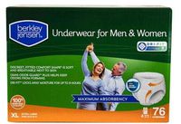 Berkley Jensen Unisex Incontinence Underwear with Maximum Absorbency, Size XL, 76 ct.