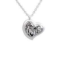 Aromatherapy Essential Oil Diffuser Necklace Jewelry ~ Elegant Heart Style - Hypo-Allergenic 316L Surgical Grade Stainless Steel Locket Pendant Necklace - Includes 3 Washable Pads (Silver)