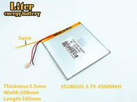 3lines 3.7V 4500mAh 35100105 Lithium Polymer Ion Rechargeable Battery Lithium Polymer Li-Po Battery for MP4 GPS MP3 Bluetooth Stereo DIY Gift