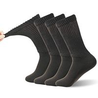 Moisture Wicking Diabetic Socks, FOOTPLUS Men Women Loose Top Extra Wide Padded Sole Circulatory Socks, Home Training Fitness Seamless Toe No Blister Dress Socks, 4 Pairs Brown Crew, XX- Large