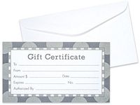Pack of 100, Solid Silver & Gray Gift Certificate w/White Envelopes Made In USA