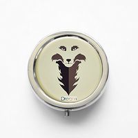 RhyNSky Animal Wolf Mini Portable Pocket Pill Box Case Holder for Purse, 3 Compartments, Silvery, FS24