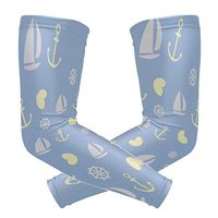 LEVEIS White Anchor Arm Sleeves UV Protection for Men Women Sunblock Protective Gloves Running Golf Cycling Driving Long Arm Cover 1 Pair