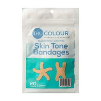 Tru-Colour Skin Tone Fingertip & Knuckle Bandages: Beige Single Bag (20-Count, Aqua Bag)