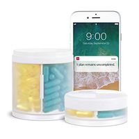 Travel Pill Organizer, KIGI Portable Pill Case Daily Pill Box(Included Small &Large Capacity Pill Organizer) Plastic Vitamin Case Supplement Organizer with 8 Compartments (Clear 3.1 * 4.4Inch)
