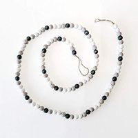 60" X .5" Wood Bead Garland, White/Gray/Black – 15209