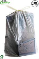EcoQuality Trash Bags - 13 Gallon White Tall Kitchen Garbage Bags 1000 Count, Drawstring Strong, Multipurpose, White Bags for Trash Can, Garbage Bin
