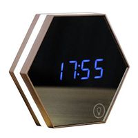 Soondar Multifunctional Travel Alarm Clock with Mirror Night Light & Temperature - Rechargeable Battery Included