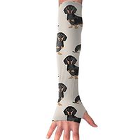 Huadduo Wiener Dog Fabric Doxie Dachshund Weiner Dog Pet Dogs UV Protection, Compression & Cooling Arm Sleeves for Cycling/Golf/Basketball/Other Sports