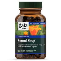 Gaia Herbs, Sound Sleep, Sleep Support, Non Habit Forming Herbal Sleep Aid, Kava Kava Root, Passionflower, Skullcap, California Poppy, Organic, Melatonin Free, Vegan Liquid Capsules, 120 Count