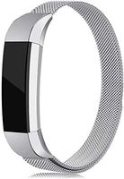 Compatible for Fitbit Alta Bands, Stainless Steel Metal Replacement Bracelet Strap with Unique Magnet Lock for Fitbit Alta and Alta HR (Silver, Large)