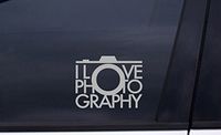 SPOT-IT Crafts I Love Photography Vinyl Decal Sticker 4"x5.5" Metallic Silver