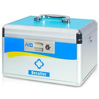 Decaller First Aid Box with Security Lock, Medical Box with Removable Tray for Drugs Storage, 12" x 8 1/5" x 8 1/5", Medium, Blue, YLX003M