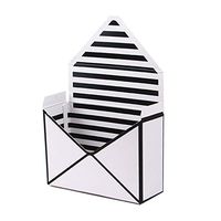 YOUSIKE Envelope Fold Flower Storage Box Wedding Engagement Party Decor Polka Dot Stripes Printed Paperboard Packaging Wrapping Gift Case 8 Styles Black and White Striped