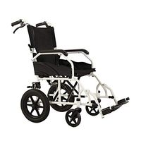 WenFei shop Foldable Wheelchair - Lightweight Aluminium Frame, Portable Transit Travel Chair with Handbrakes, Seat Width 450 Mm, Black