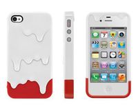 White/Red Melt Ice Cream Hard Plastic Case w/Package & Accessory for iPhone 4 & 4S