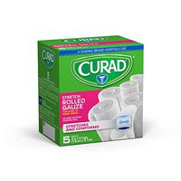 CURAD 100% Cotton Stretch Rolled Gauze, 3" X 4.1 yd, 5 Rolls (Pack of 3)