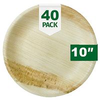 Palm Naki Round Palm Leaf Plates (40 Count) - Disposable Dinnerware, Compostable and Biodegradable Round Plates (10" Round Plates)