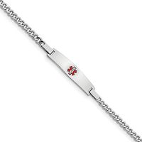 925 Sterling Silver Medical Id Curb Link Bracelet -7" (7in x 3mm)
