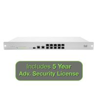 Meraki MX100 Security Appliance Advanced Security Bundle, 500Mbps FW, 8xGbE, 2xGbE SFP - Includes 5 Years Adv. Security License