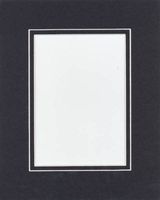 Pack of 10 16x20 Black/Black Double Mats Mattes with White Core Bevel Cut for 11x14 Photo + Backing + Bags