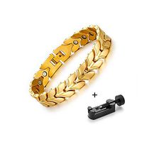 MGlooks Magnetic Bracelets for Men, Adjustable Magnetic Stainless Steel Bracelet for Arthritic Pain Relief and Anti-Fatigue,B