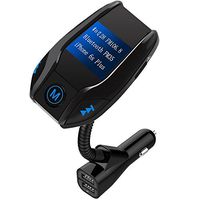 Bluetooth FM Transmitter LATME Wireless In-Car Bluetooth FM Transmitter Radio Adapter Car Kit with 3 USB Ports and 1.44 Inch Display TF Card Slot