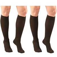 Truform Compression for Women 15-20 mmHg Socks Brown Rib Pattern, Large, 2 Count